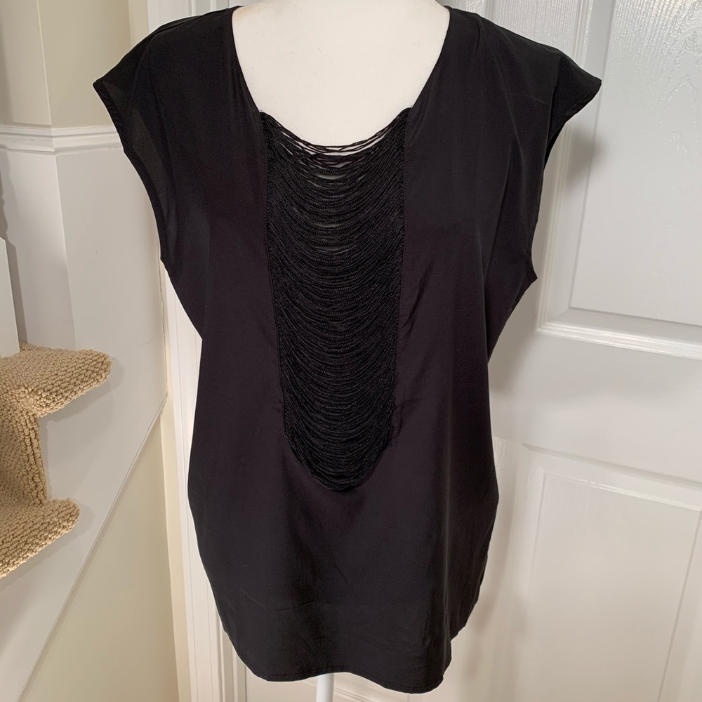 Nanette Lapore silk top, fringe front